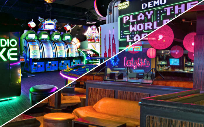 LuckyStrike diner and arcade rooms